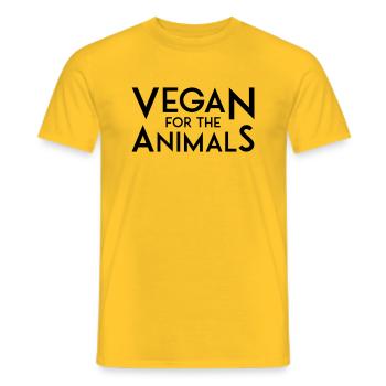 VEGAN FOR THE ANIMALS black - Männer T-Shirt - Gelb - Vorne - AI Model Male 178 dark (178cm)
