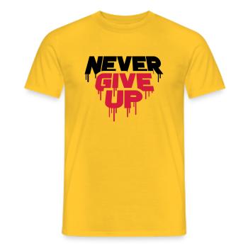 red graffiti drops spray persevere cool never - Men's T-Shirt - yellow - Front - AI Model Male 178 dark (178cm)