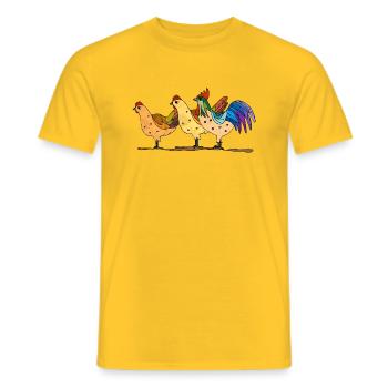 Hens and rooster - Men's T-Shirt - yellow - Front - AI Model Male 178 dark (178cm)