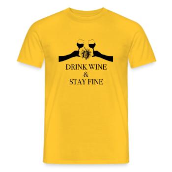 Drink wine & stay fine - Männer T-Shirt - Gelb - Vorne - AI Model Male 178 dark (178cm)