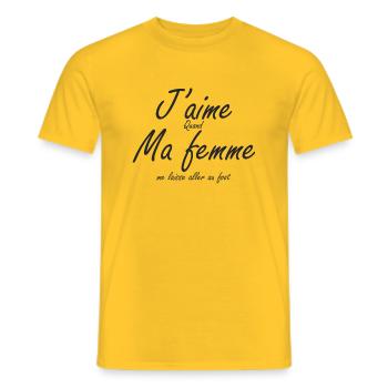 J'aime quand ma femme me laisse aller au foot. - T-shirt homme - jaune - Devant - AI Model Male 178 dark (178cm)