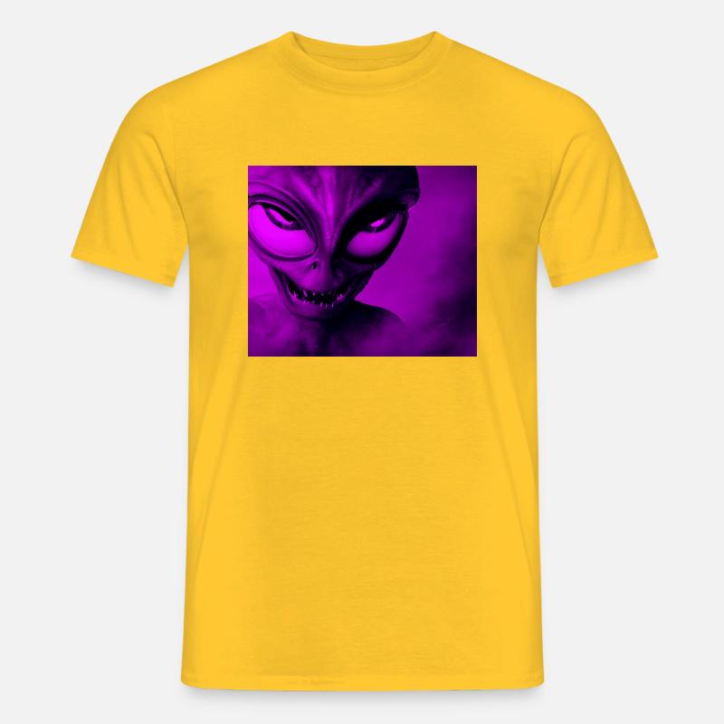 Alien with Sharp Teeth Design - Pink - Men’s T-shirt - yellow