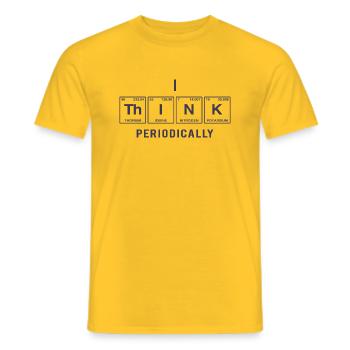 Je PENSE (périodiquement) - Drôles de dictons - T-shirt homme - jaune - Devant - AI Model Male 178 dark (178cm)