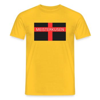 Meisterkusen Kreuz Leverkusen Deutscher Meister - Männer T-Shirt - Gelb - Vorne - AI Model Male 178 dark (178cm)