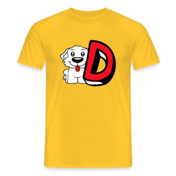 Chien D Lettre Chien Assis Petit Chien Mignon - T-shirt homme - jaune - Devant - AI Model Male 178 dark (178cm)