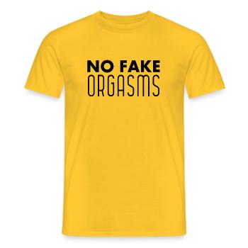 No fake orgasms 06 - T-shirt homme - jaune - Devant - AI Model Male 178 dark (178cm)
