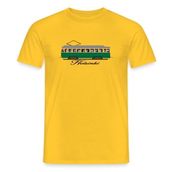 HELSINKI TRAM T-SHIRTS, HOODIES AND GIFTS - Men's T-Shirt - yellow - Front - AI Model Male 178 dark (178cm)