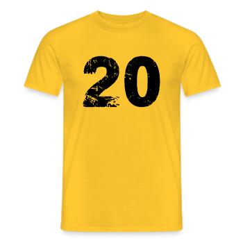 20 - Men's T-Shirt - yellow - Front - AI Model Male 178 dark (178cm)