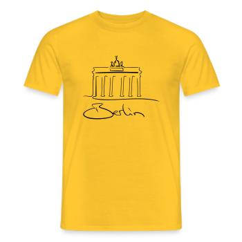 Berlin Line Art - Minimalist - Men's T-Shirt - yellow - Front - AI Model Male 178 dark (178cm)