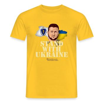 Ukraine Massachusetts Selenskyj T-Shirt Design - Männer T-Shirt - Gelb - Vorne - AI Model Male 178 dark (178cm)