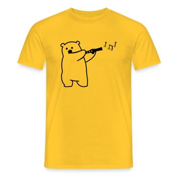 Bear plays flute - Men's T-Shirt - yellow - Front - AI Model Male 178 dark (178cm)