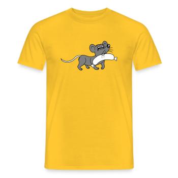 Souris grosse saucisse manger faim saucisse grillades - T-shirt homme - jaune - Devant - AI Model Male 178 dark (178cm)