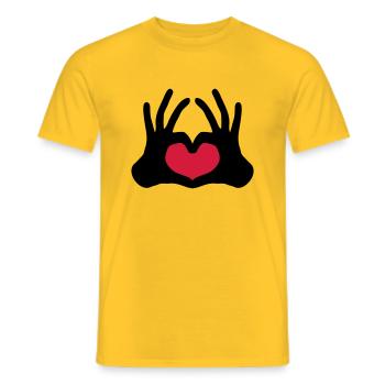 form umriss 2 haende paar team hand zeichen halbes - Männer T-Shirt - Gelb - Vorne - AI Model Male 178 dark (178cm)