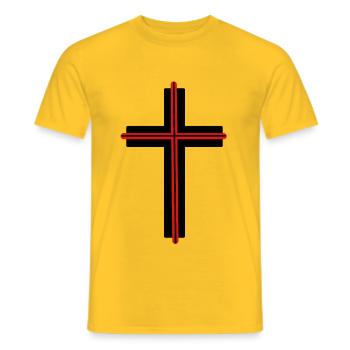 Cross Church God Jesus Symbols Crucifix - Men's T-Shirt - yellow - Front - AI Model Male 178 dark (178cm)