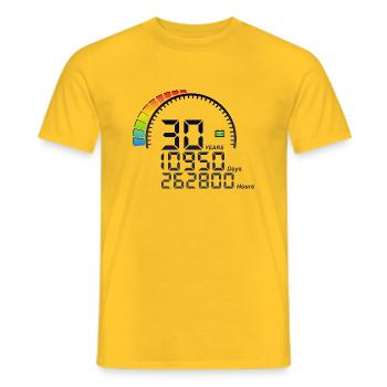 30 ans years compteur anniversaire days vitesse - T-shirt homme - jaune - Devant - AI Model Male 178 dark (178cm)
