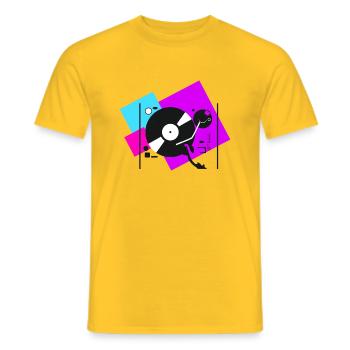colorful turntables5 - Men's T-Shirt - yellow - Front - AI Model Male 178 dark (178cm)
