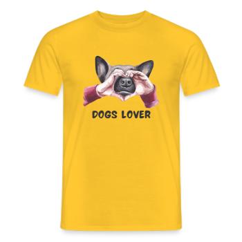 Berger Allemand avec Coeur LIebe Chiens Amoureux des animaux - T-shirt homme - jaune - Devant - AI Model Male 178 dark (178cm)