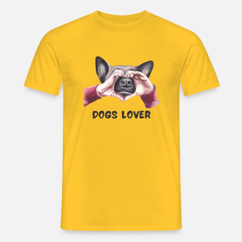 Schäferhund mit Herz LIebe Dogs Lover Tierfreunde - Männer T-Shirt - Gelb