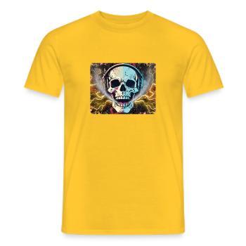 Neon Skull Beats/Psychedelic Soundwave Skull - Männer T-Shirt - Gelb - Vorne - AI Model Male 178 dark (178cm)