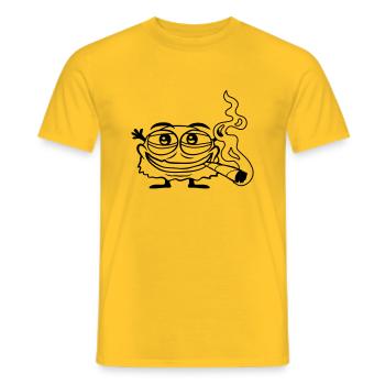 Hanf rauchendes lustiges Monster - Männer T-Shirt - Gelb - Vorne - AI Model Male 178 dark (178cm)