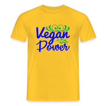 Vegan Power - Men's T-Shirt - yellow - Front - AI Model Male 178 dark (178cm)