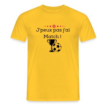 MATCH DE FOOT - T-shirt homme - jaune - Devant - AI Model Male 178 dark (178cm)