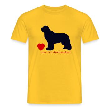 Love is a Newfoundland 017 - Men's T-Shirt - yellow - Front - AI Model Male 178 dark (178cm)
