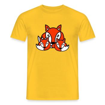 3 Füchse Freunde Familie Drei Kinder Crew Team Süß - Männer T-Shirt - Gelb - Vorne - AI Model Male 178 dark (178cm)