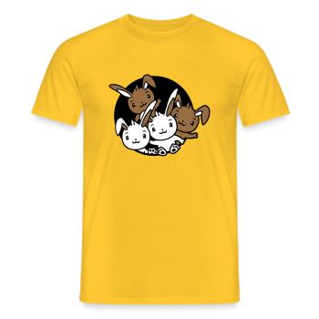 4 Bunnies Friends Team Crew Hole Quatre frères et sœurs - T-shirt homme - jaune - Devant - AI Model Male 178 dark (178cm)