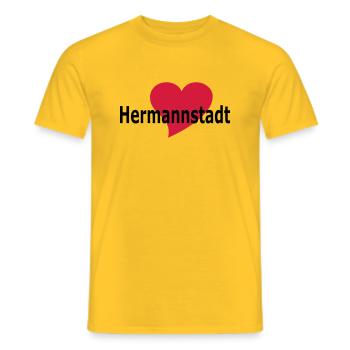 Herz Hermannstadt - Sibiu - Nagyszeben - - Männer T-Shirt - Gelb - Vorne - AI Model Male 178 dark (178cm)