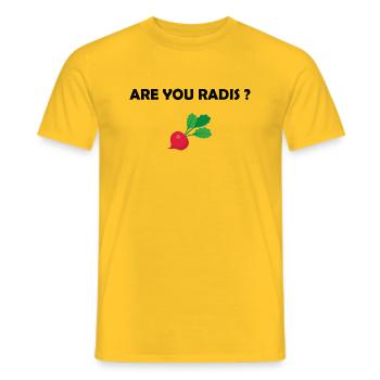 Are you radis ? t-shirt humour cadeau citations - T-shirt homme - jaune - Devant - AI Model Male 178 dark (178cm)