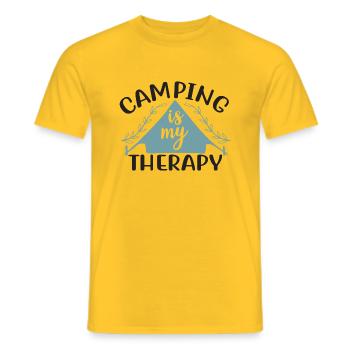 Camping is my Therapy - Men's T-Shirt - yellow - Front - AI Model Male 178 dark (178cm)