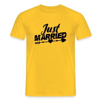 just married - Men's T-Shirt - yellow - Front - AI Model Male 178 dark (178cm)