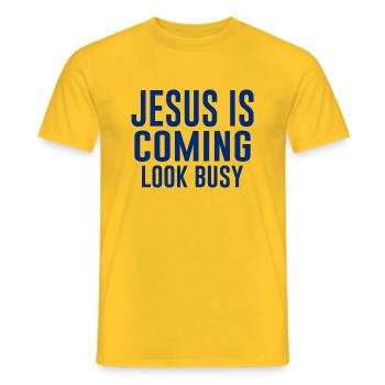 Jesus Funny Sayings God fun Saying office - Men's T-Shirt - yellow - Front - AI Model Male 178 dark (178cm)