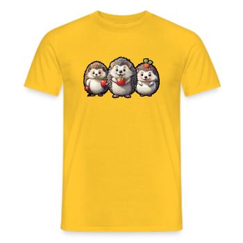 Igel mit Äpfeln - Herbst Saison - DIGITAL - Männer T-Shirt - Gelb - Vorne - AI Model Male 178 dark (178cm)