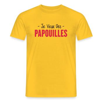 Je Veux Des Papouilles Cadeau Humour - T-shirt homme - jaune - Devant - AI Model Male 178 dark (178cm)