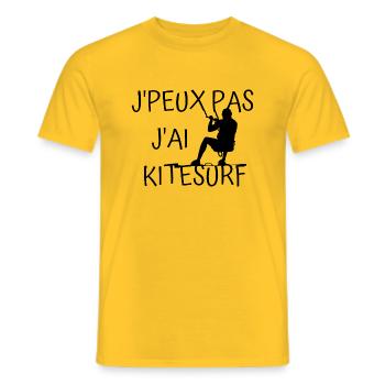 Je peux pas j'ai kitesurf - T-shirt homme - jaune - Devant - AI Model Male 178 dark (178cm)