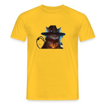The Magician Kitten - Men's T-Shirt - yellow - Front - AI Model Male 178 dark (178cm)