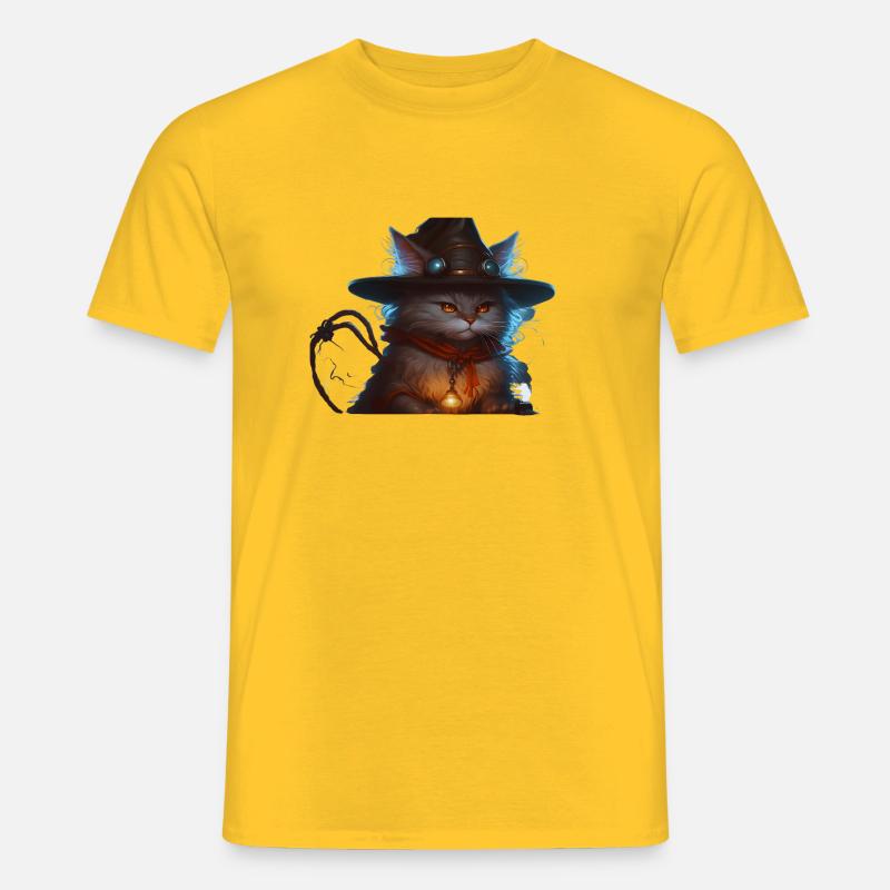 Das Zauberer-Kätzchen - Männer T-Shirt - Gelb