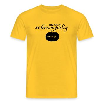 aussen schrumpelig - innen geil - Männer T-Shirt - Gelb - Vorne - AI Model Male 178 dark (178cm)
