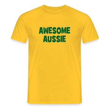 Awesome Aussie - Austrlia - Australien - Down Unde - Männer T-Shirt - Gelb - Vorne - AI Model Male 178 dark (178cm)