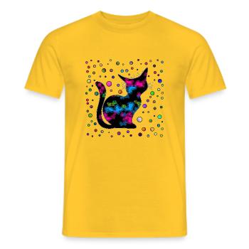 cat - Men's T-Shirt - yellow - Front - AI Model Male 178 dark (178cm)