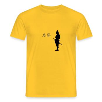 Japan Samurai Honur Kanji - Men's T-Shirt - yellow - Front - AI Model Male 178 dark (178cm)
