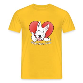 Berger Blanc Suisse - Männer T-Shirt - Gelb - Vorne - AI Model Male 178 dark (178cm)