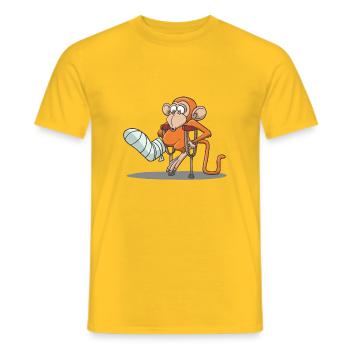 Broken leg accident crutches gift idea - Men's T-Shirt - yellow - Front - AI Model Male 178 dark (178cm)