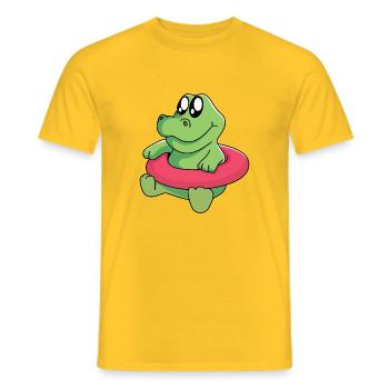 Bébé crocodile apprend à nager - T-shirt homme - jaune - Devant - AI Model Male 178 dark (178cm)