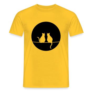 Katzen im Mondschein - T-shirt homme - jaune - Devant - AI Model Male 178 dark (178cm)
