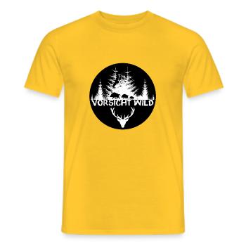 Vorsicht Wild, jäger, wildschwein, Adler, illu - Männer T-Shirt - Gelb - Vorne - AI Model Male 178 dark (178cm)