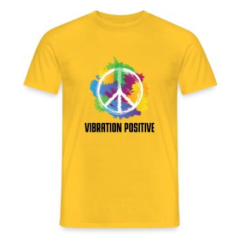 T-shirt vibration positive. - T-shirt homme - jaune - Devant - AI Model Male 178 dark (178cm)