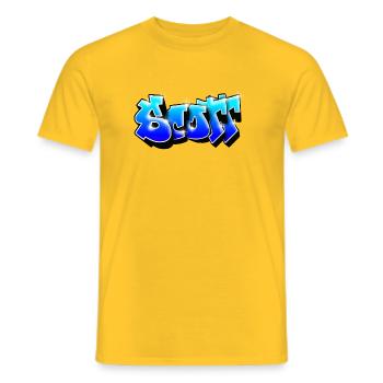 SCOTT graffiti name - Männer T-Shirt - Gelb - Vorne - AI Model Male 178 dark (178cm)